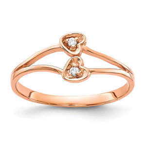 14k Rose Gold A Diamond heart ring