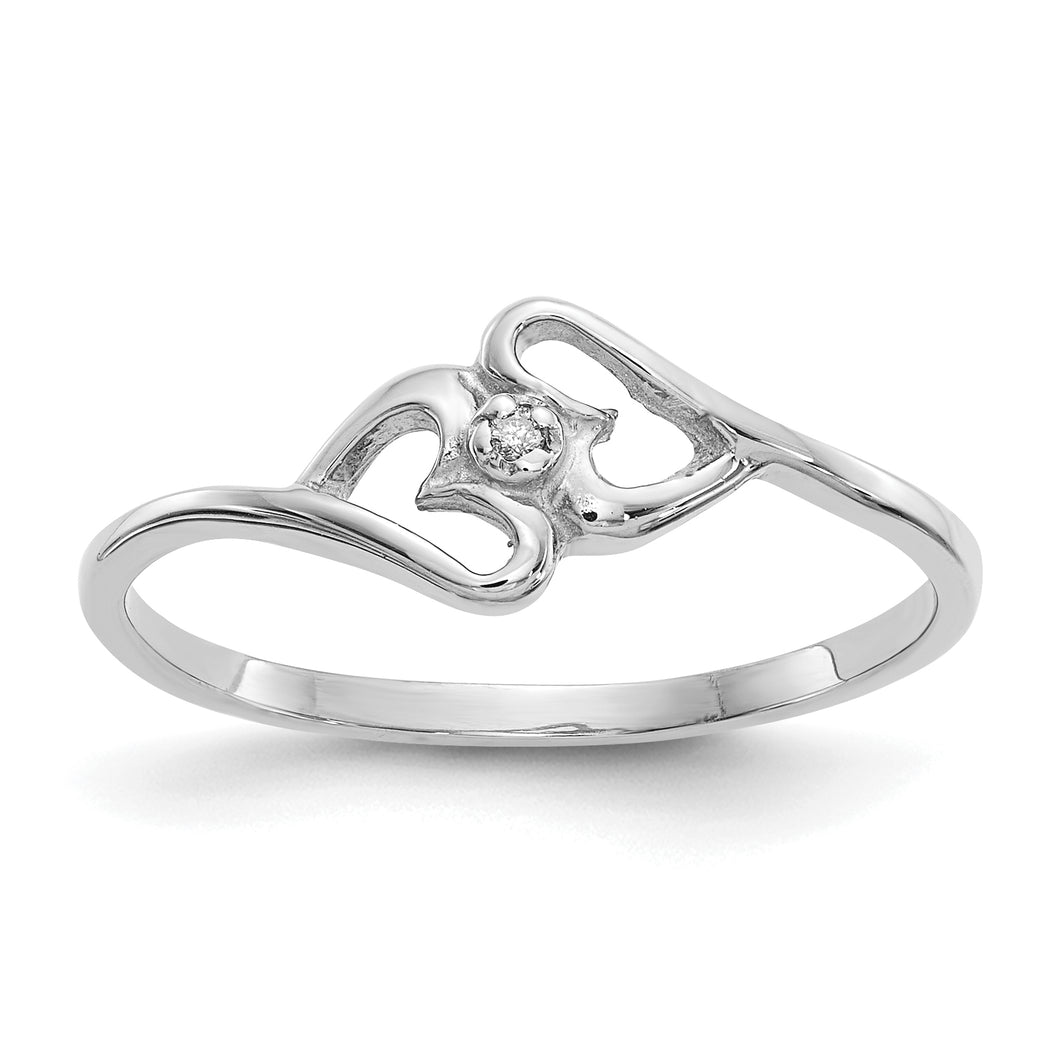 14k White Gold Polished Heart Ring Mounting