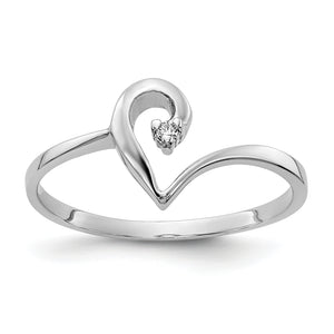 14k White Gold Polished .01ct. Diamond Heart Ring Mounting