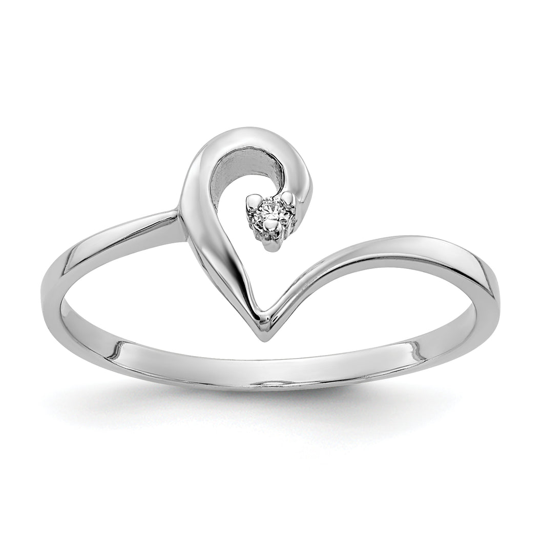 14k White Gold Polished .01ct. Diamond Heart Ring Mounting