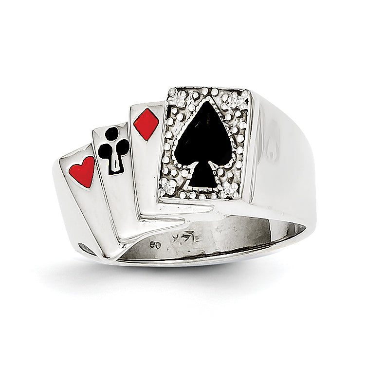 14k White Gold AA Diamond men's ring