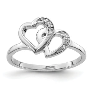 14k White Gold AA Diamond Heart Ring