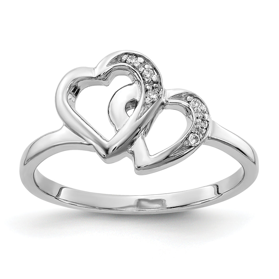 14k White Gold AA Diamond Heart Ring