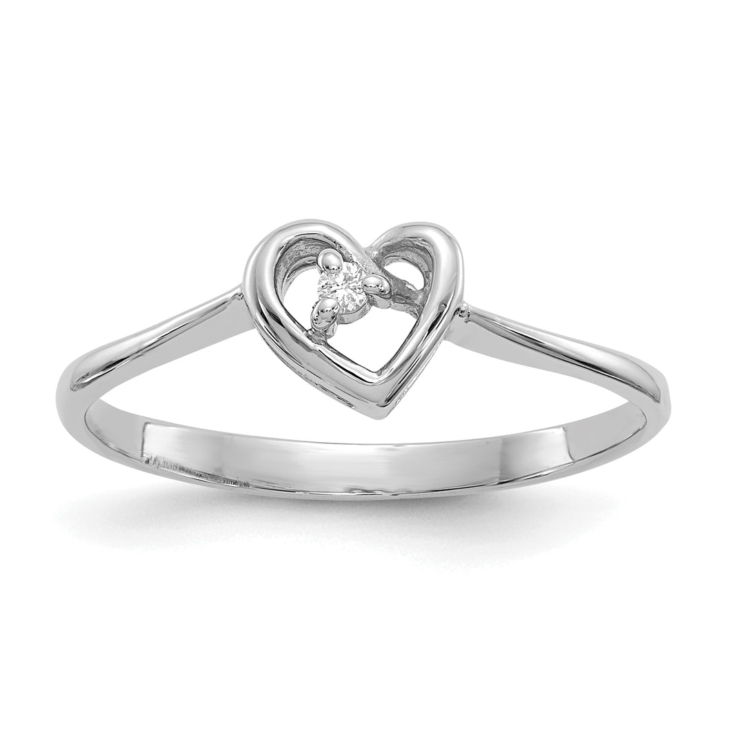 14k White Gold A Diamond heart ring