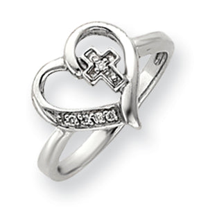 14k White Gold AA Diamond heart ring
