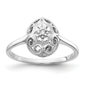 14k White Gold Polished AA Diamond ring