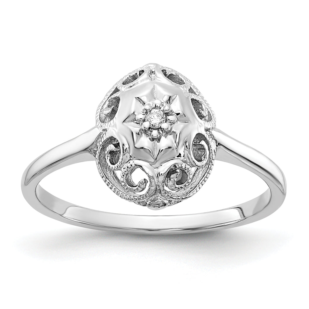 14k White Gold Polished AA Diamond ring