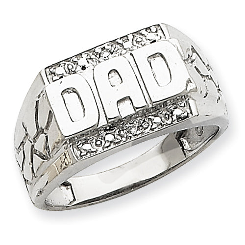 14k White Gold A Diamond men's ring
