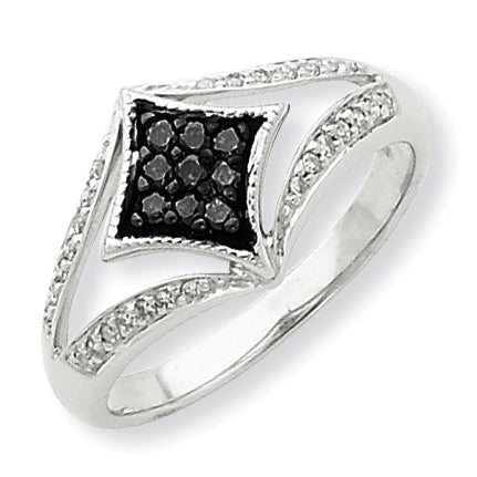 14K White Gold Black & White Diamond Ring