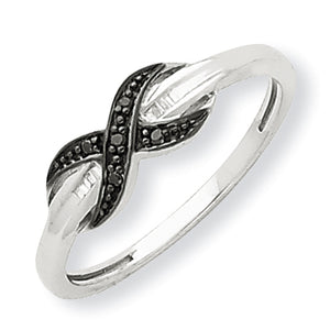 14K White Gold Black & White Diamond Ring