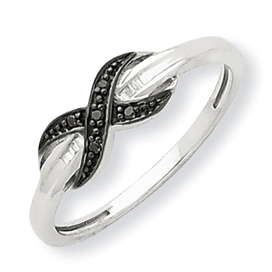 14K White Gold Black & White Diamond Ring
