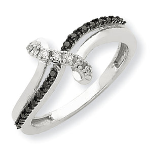 14K White Gold Black & White Diamond Ring
