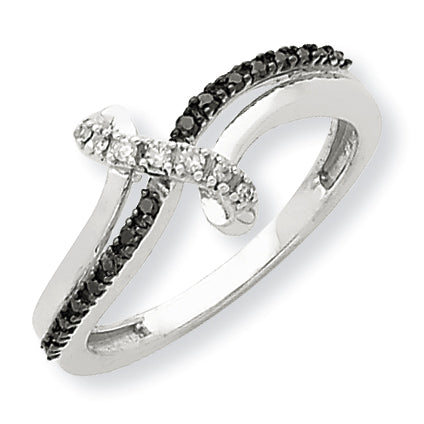 14K White Gold Black & White Diamond Ring