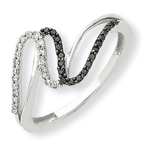 14K White Gold Black & White Diamond Ring