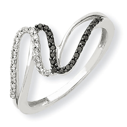 14K White Gold Black & White Diamond Ring