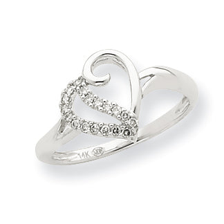 14K White Gold Diamond Heart Ring