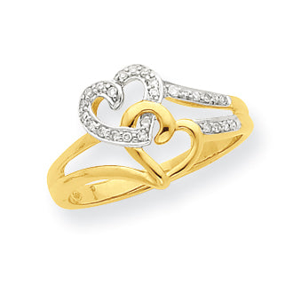 14K Diamond Hearts Ring