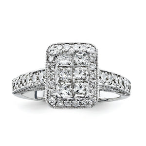 14k White Gold Multi-Stone Diamond Engagement Ring