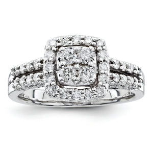 14k White Gold Multi-Stone Diamond Engagement Ring