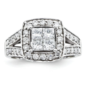 14k White Gold Multi-Stone Diamond Engagement Ring