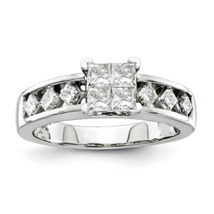 14k White Gold Multi-Stone Diamond Engagement Ring