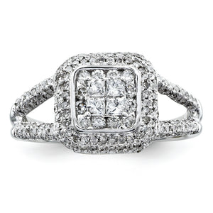 14k White Gold Multi-Stone Diamond Engagement Ring