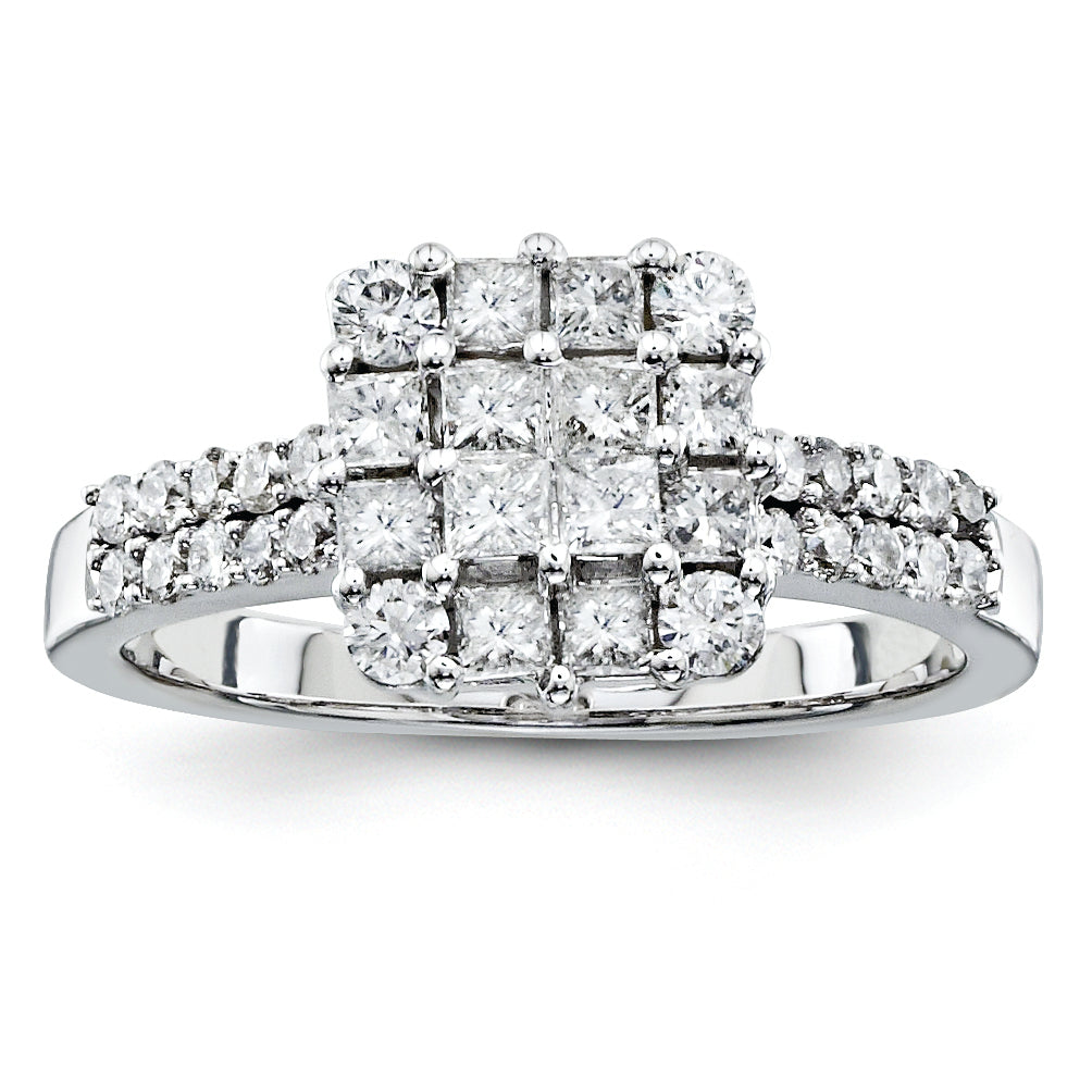 14k White Gold Multi-Stone Diamond Engagement Ring