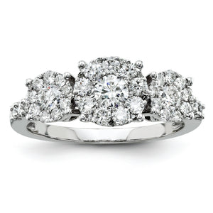 14K White Gold Diamond Three Stone Ring