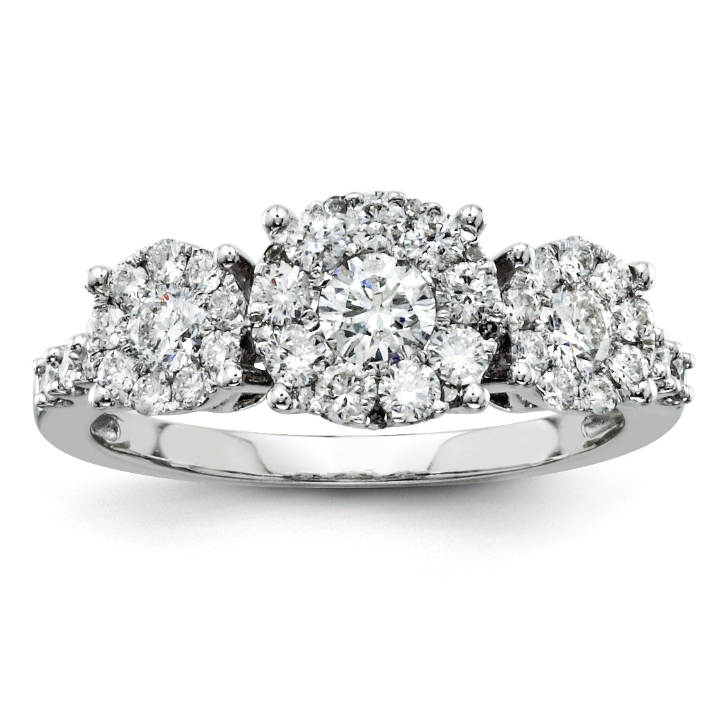 14K White Gold Diamond Three Stone Ring