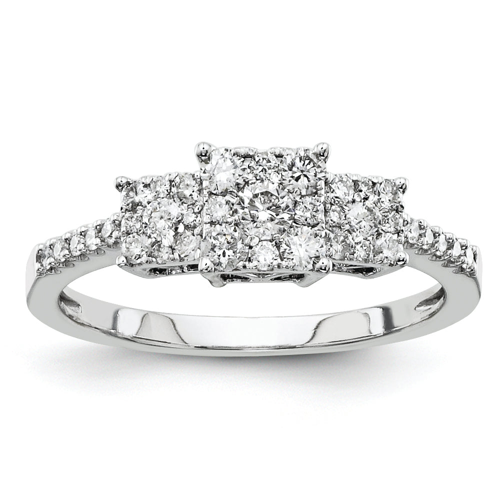 14K White Gold Diamond Three Stone Ring