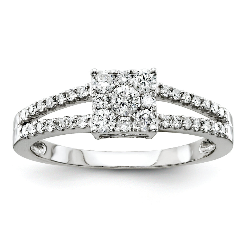 14K White Gold Diamond Engagement Ring