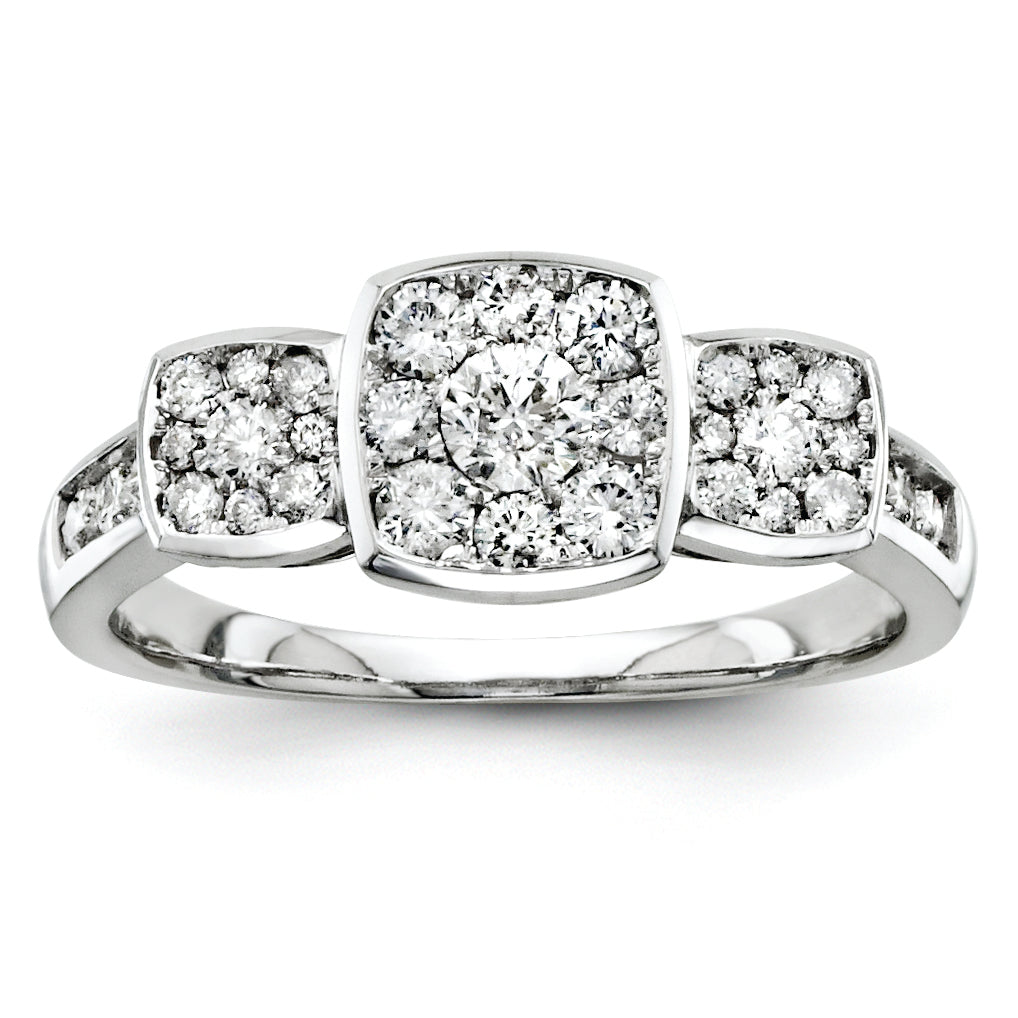 14K White Gold Diamond Three Stone Ring