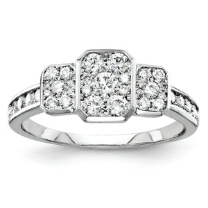 14K White Gold Diamond Three Stone Ring