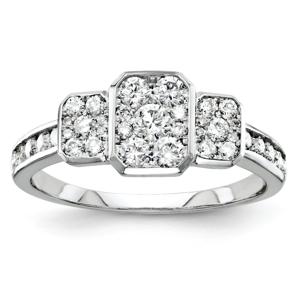 14K White Gold Diamond Three Stone Ring