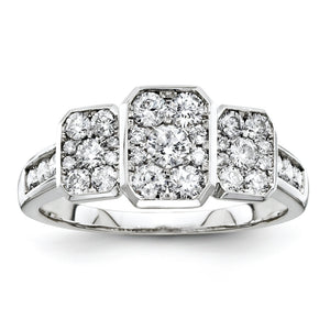 14K White Gold Diamond Three Stone Ring