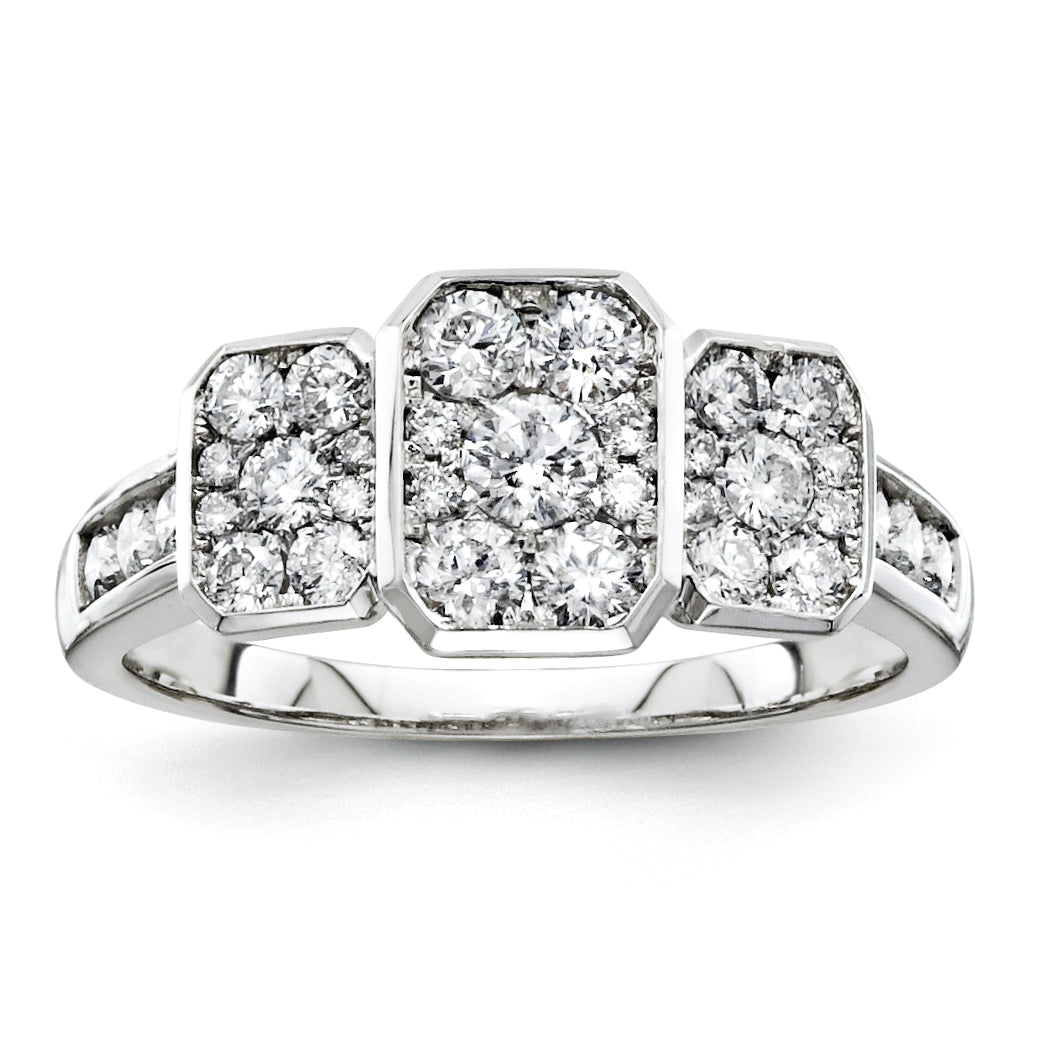 14K White Gold Diamond Three Stone Ring
