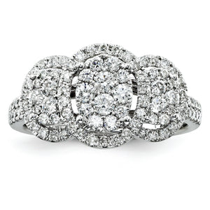 14K White Gold Diamond Three Stone Ring