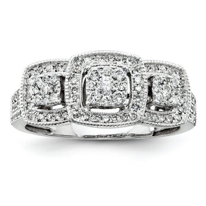 14K White Gold Diamond Three Stone Ring