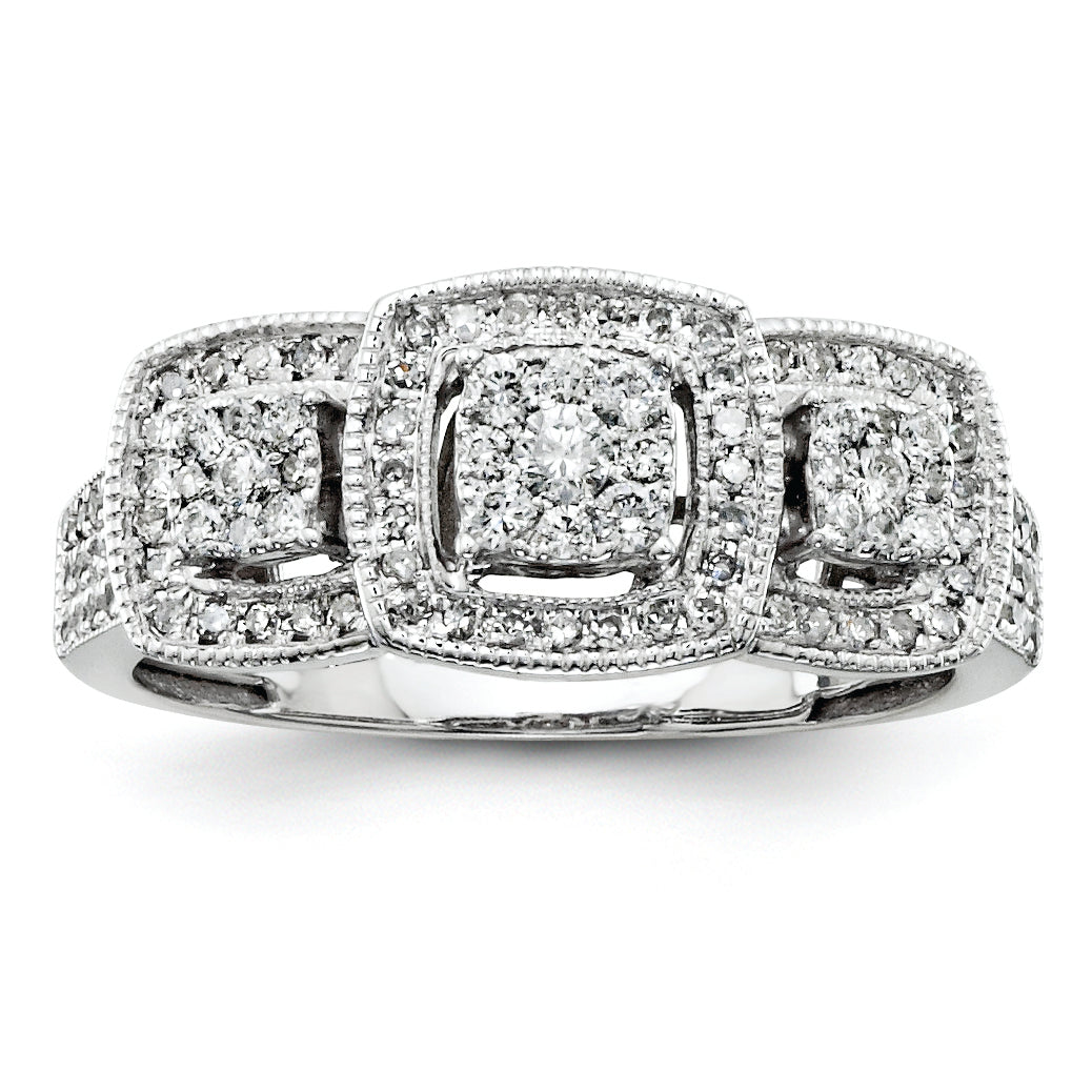 14K White Gold Diamond Three Stone Ring