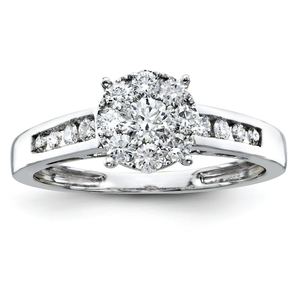 14K White Gold Multi-Stone Diamond Engagement Ring
